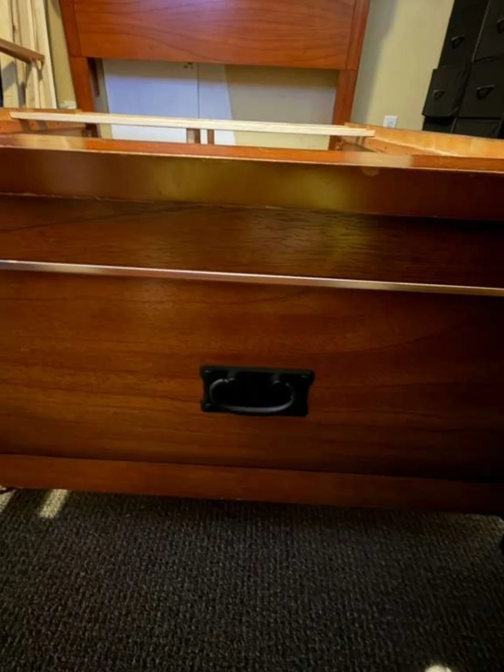Brown Wood Slatted Mattress Support Frame
